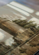 Zbliżenie na detale plakatu: orientalne wieże Luigi Mayer XVIII wiek