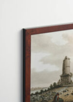 Plakat oprawiony w drewnianą brązową ramkę Vintage Italia: orientalne wieże Luigi Mayer XVIII wiek