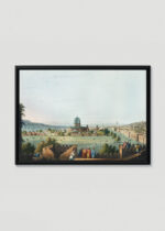 Plakat w drewnianej czarnej ramce: Jerozolima XVIII wiek Luigi Mayer panorama miasta