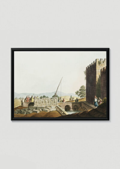 Plakat w drewnianej czarnej ramce: Luigi Mayer turecka twierdza Imperium Osmańskie