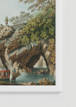 Zbliżenie na detale plakatu oprawionego w drewnianą białą ramkę od Plakatello®: Widoki Imperium Osmańskiego Luigi Mayer grota