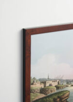 Plakat oprawiony w drewnianą brązową ramkę Vintage Italia: Twierdza nad Bosforem Luigi Mayer akwarela