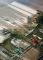 Zbliżenie na detale plakatu: orientalna uliczka Turcja Luigi Mayer akwarela