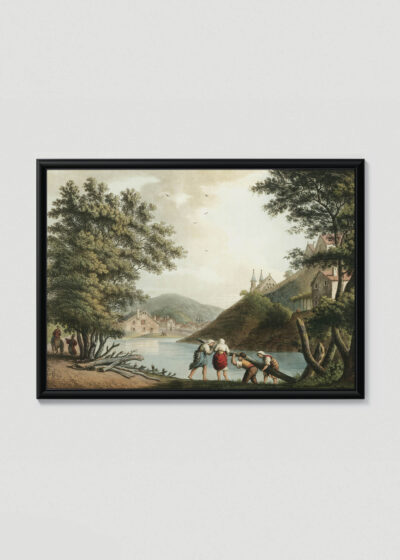 Plakat w drewnianej czarnej ramce: osmański krajobraz Luigi Mayer XVIII wiek