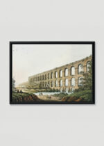 Plakat w drewnianej czarnej ramce: akwedukt Luigi Mayer architektura antyczna