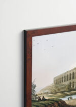 Plakat oprawiony w drewnianą brązową ramkę Vintage Italia: akwedukt Luigi Mayer architektura antyczna