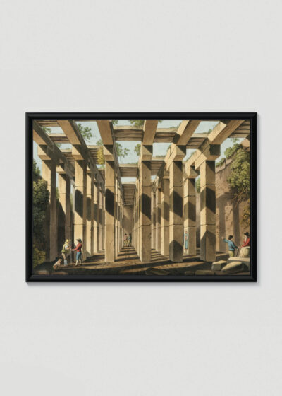 Plakat w drewnianej czarnej ramce: Luigi Mayer orientalna kolonada świątynna