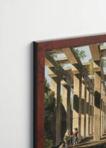 Plakat oprawiony w drewnianą brązową ramkę Vintage Italia: Luigi Mayer orientalna kolonada świątynna