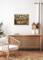 Aranżacja wnętrza, na ścianie wisi plakat w ramce: Luigi Mayer orientalna kolonada świątynna