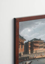 Plakat oprawiony w drewnianą brązową ramkę Vintage Italia: XVIII-wieczny port osmański Luigi Mayer akwarela