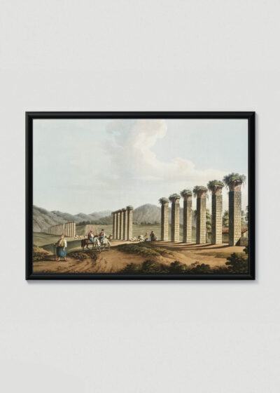 Plakat w drewnianej czarnej ramce: akwedukty Imperium Osmańskiego Luigi Mayer