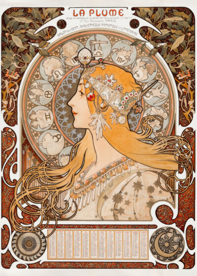 Plakat La Plume Alfons Mucha 1899 secesja art nouveau