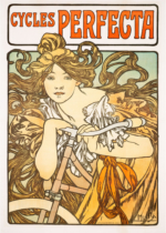 Plakat Cycles Perfecta Alfons Mucha secesja kobieta rower