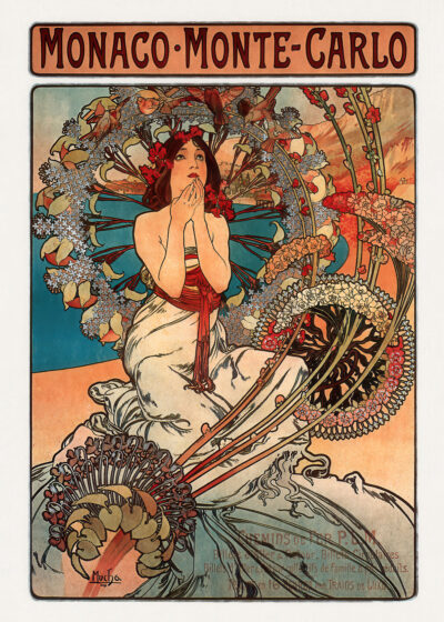 Plakat Monaco-Monte-Carlo Alfons Mucha Art Nouveau