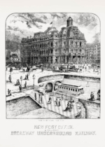 Plakat Nowy Jork metro 1872 Broadway wizja podziemna