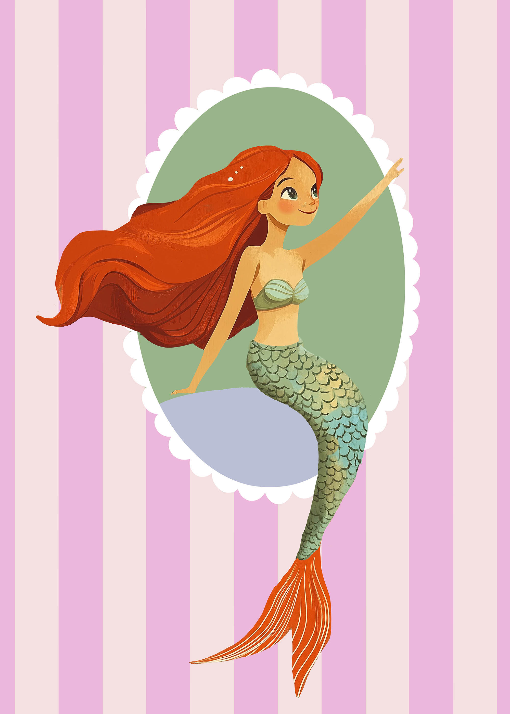 Plakat syrenka do pokoju dziecka pastelowe kolory