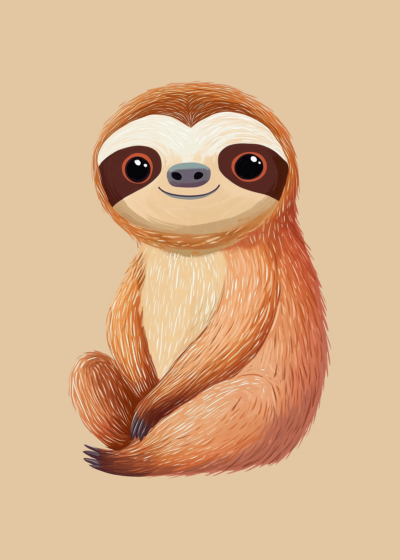 Plakat słodki leniwiec dla dzieci skandynawski styl