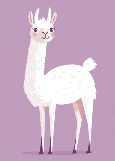 Plakat alpaka dla dzieci pastelowa lawendowa skandynawski