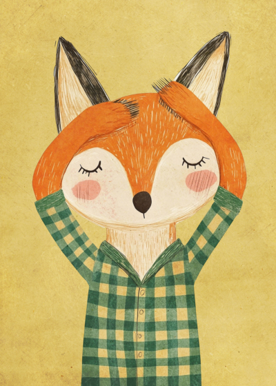 Plakat lis w koszuli dla dzieci skandynawski styl