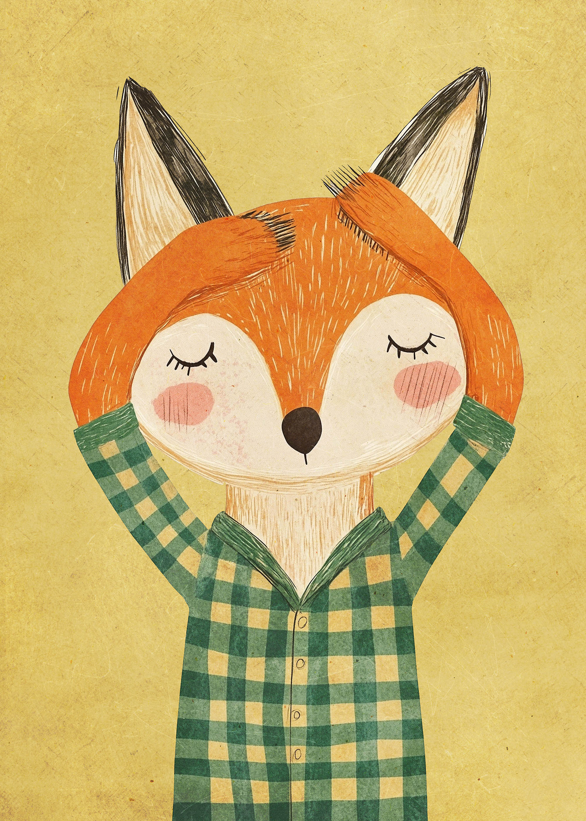 Plakat lis w koszuli dla dzieci skandynawski styl