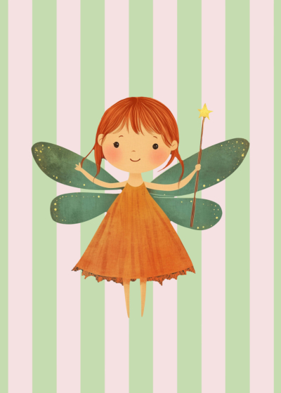 Plakat wróżka z różdżką dla dzieci rudowłosa dziewczynka