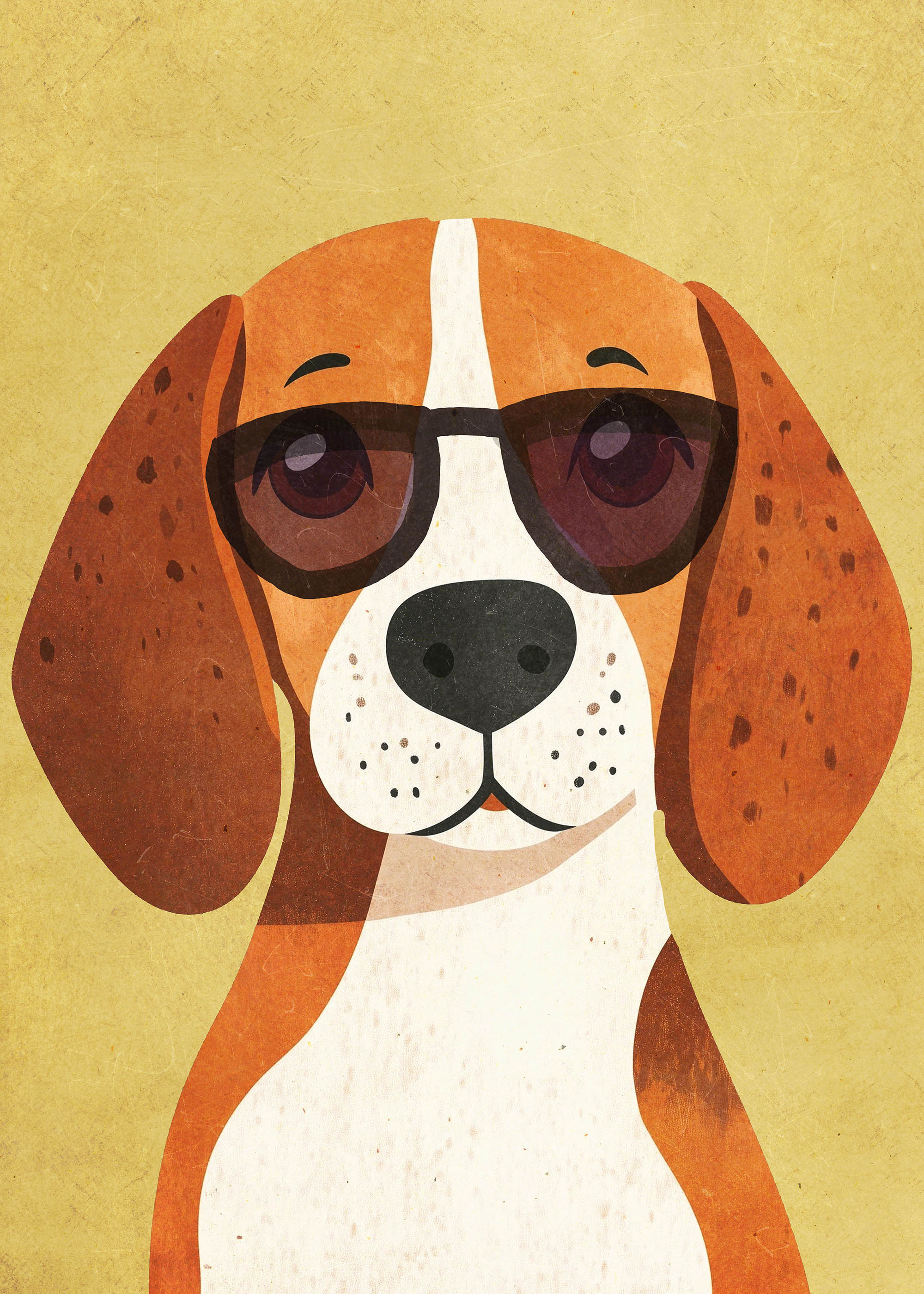 Plakat pies w okularach dla dzieci geometryczny vintage