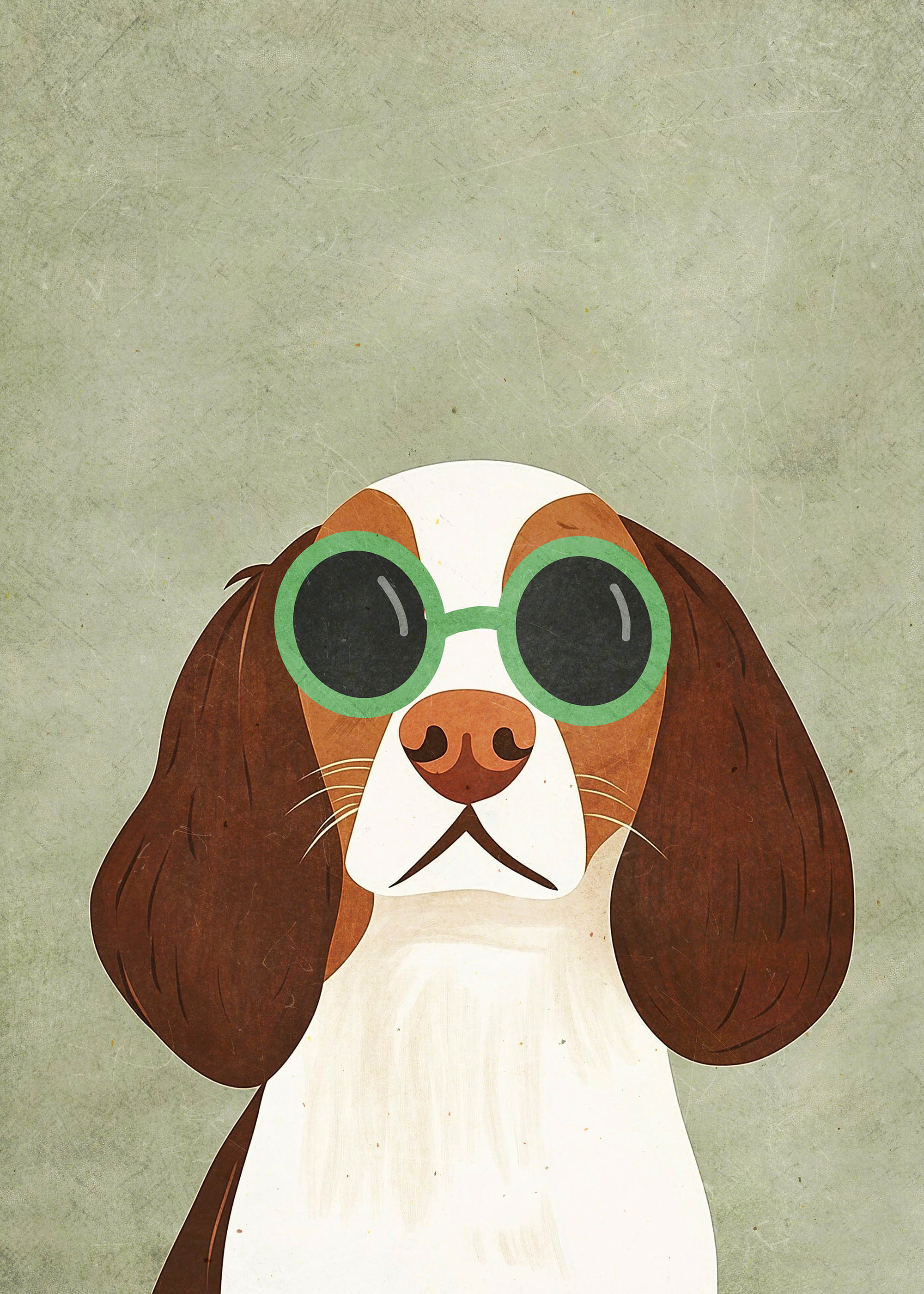 Plakat pies w okularach vintage ilustracja dla dzieci