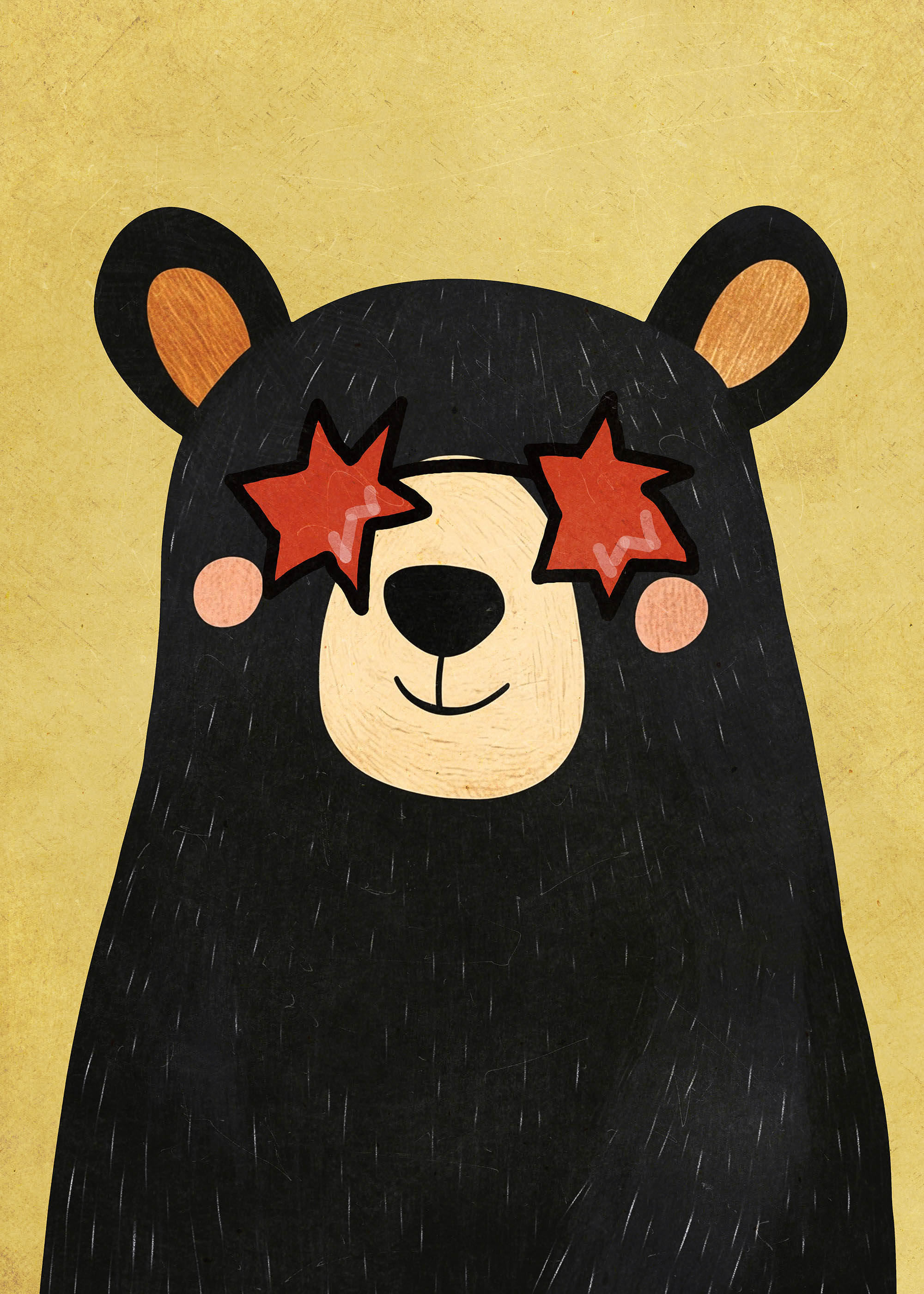 Plakat niedźwiedzica z gwiazdami dla dzieci skandynawski