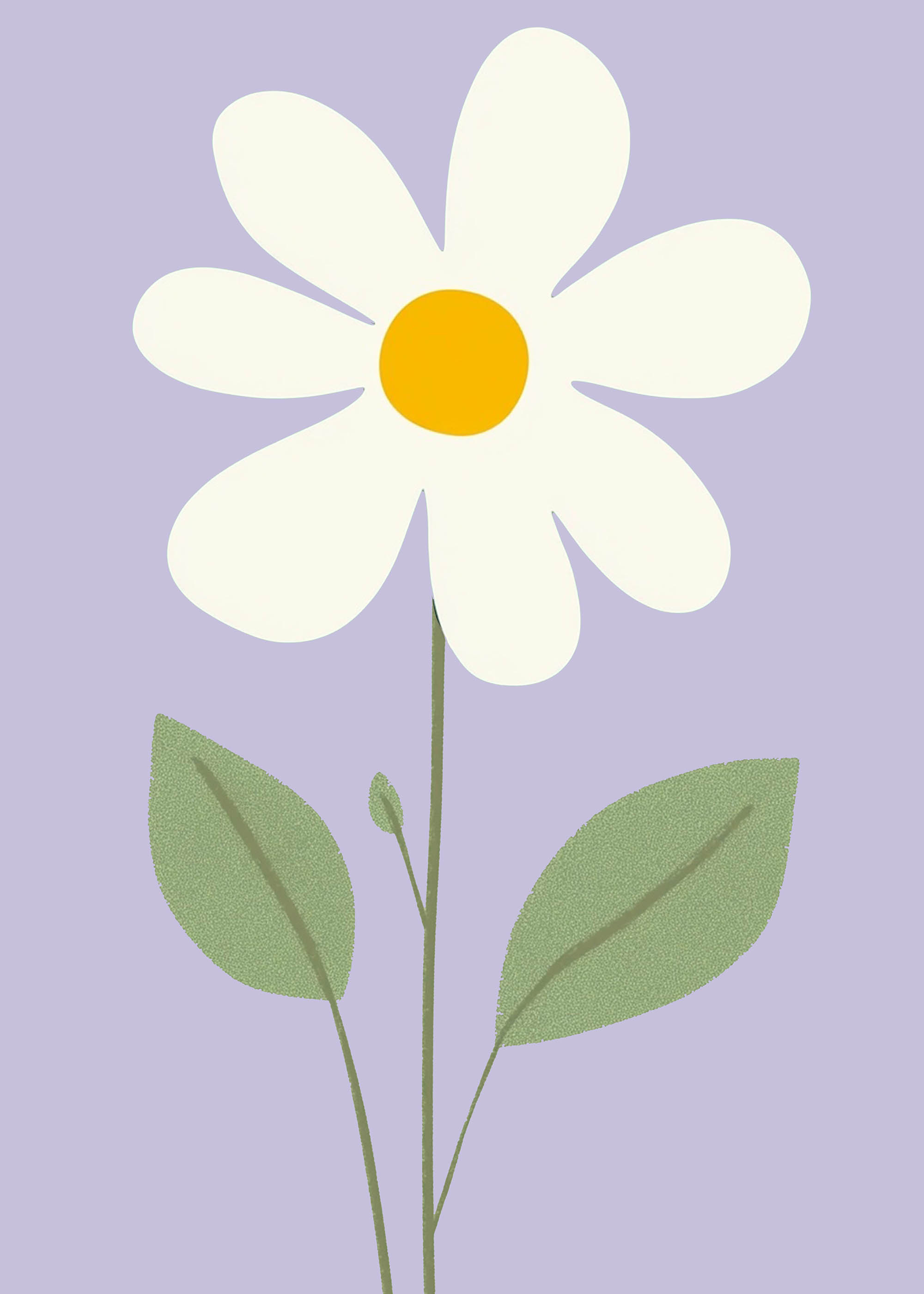 Plakat stokrotka na szarym tle dla dzieci skandynawski