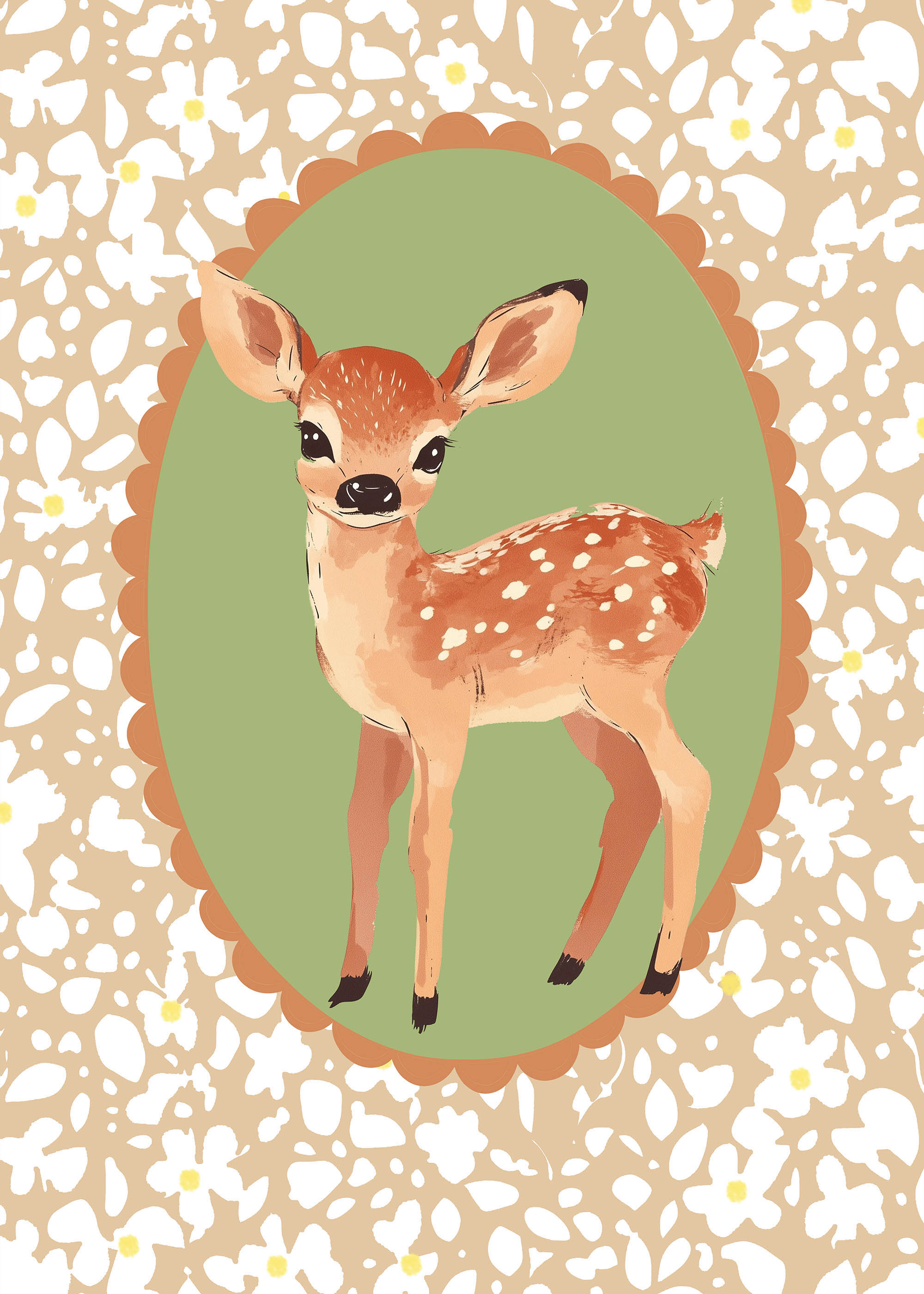 Plakat młody jelonek z kwiatami do pokoju dziecięcego