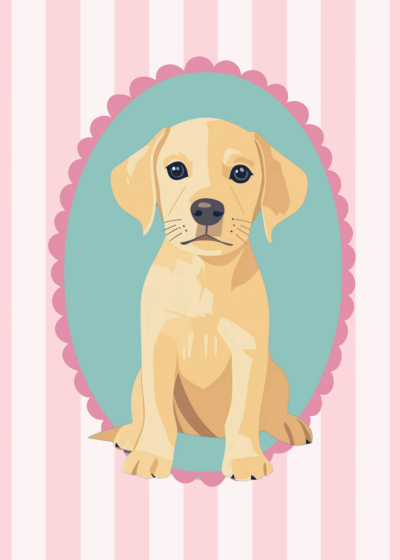 Plakat vintage szczeniak labrador pokój dziecięcy shabby