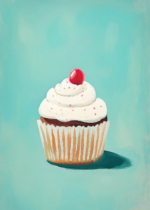 Plakat słodka babeczka muffin dla dziecięcego pokoju miętowy