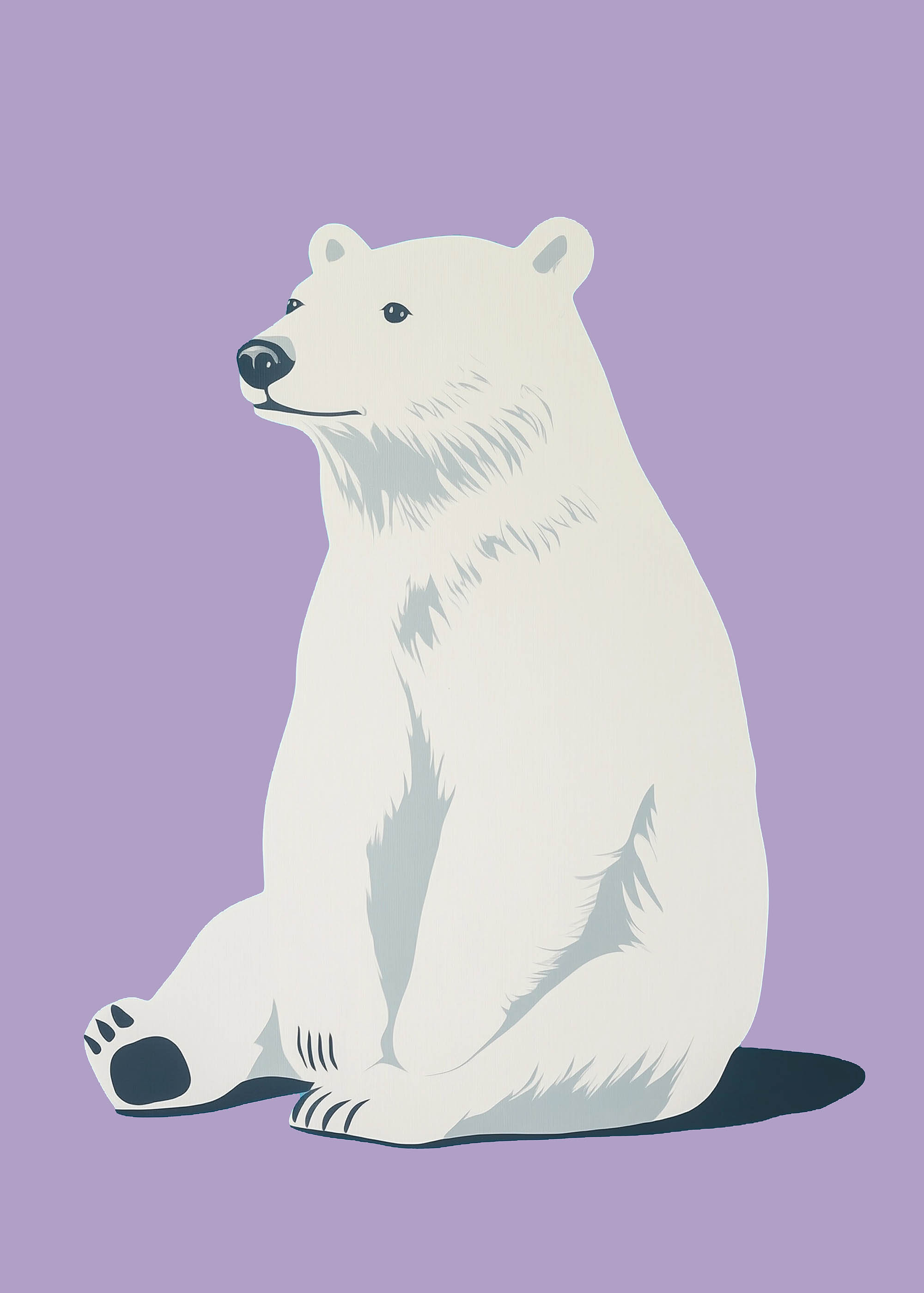 Plakat biały niedźwiedź polarny dla dzieci fioletowe tło