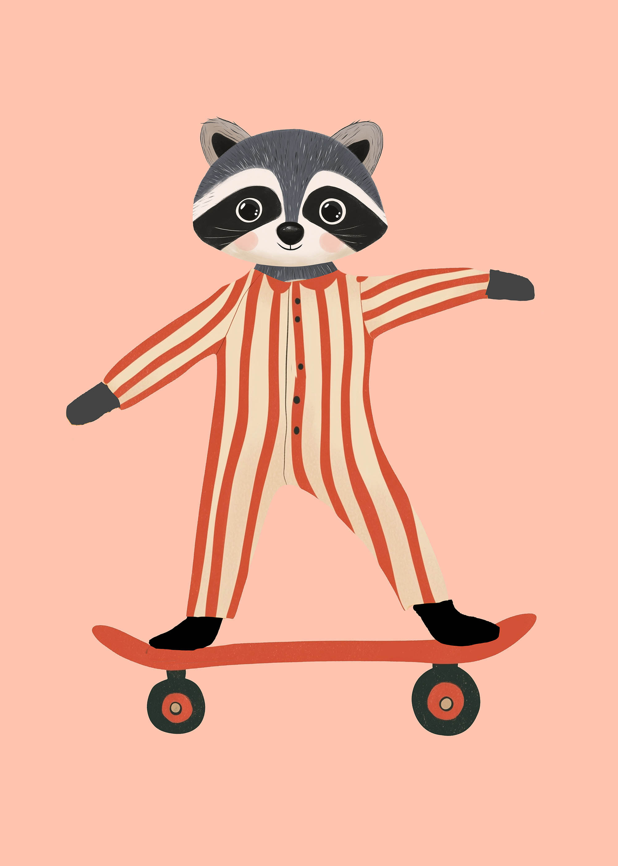 Plakat szop na deskorolce do pokoju dziecka różowy