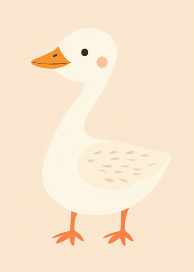 Plakat biała gęś dla dzieci - ilustracja skandynawska