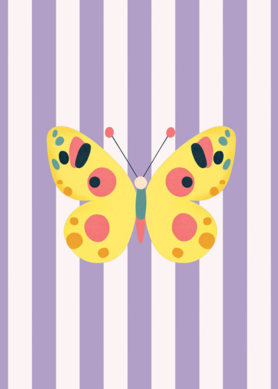 Plakat kolorowy motyl żółty dla dzieci pokój dziecięcy