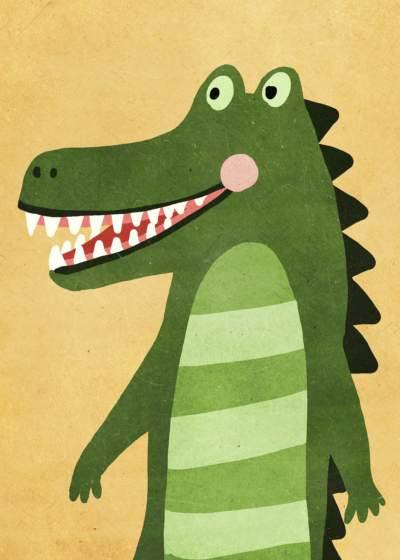Plakat przyjazny krokodyl zielony dla dzieci skandynawski