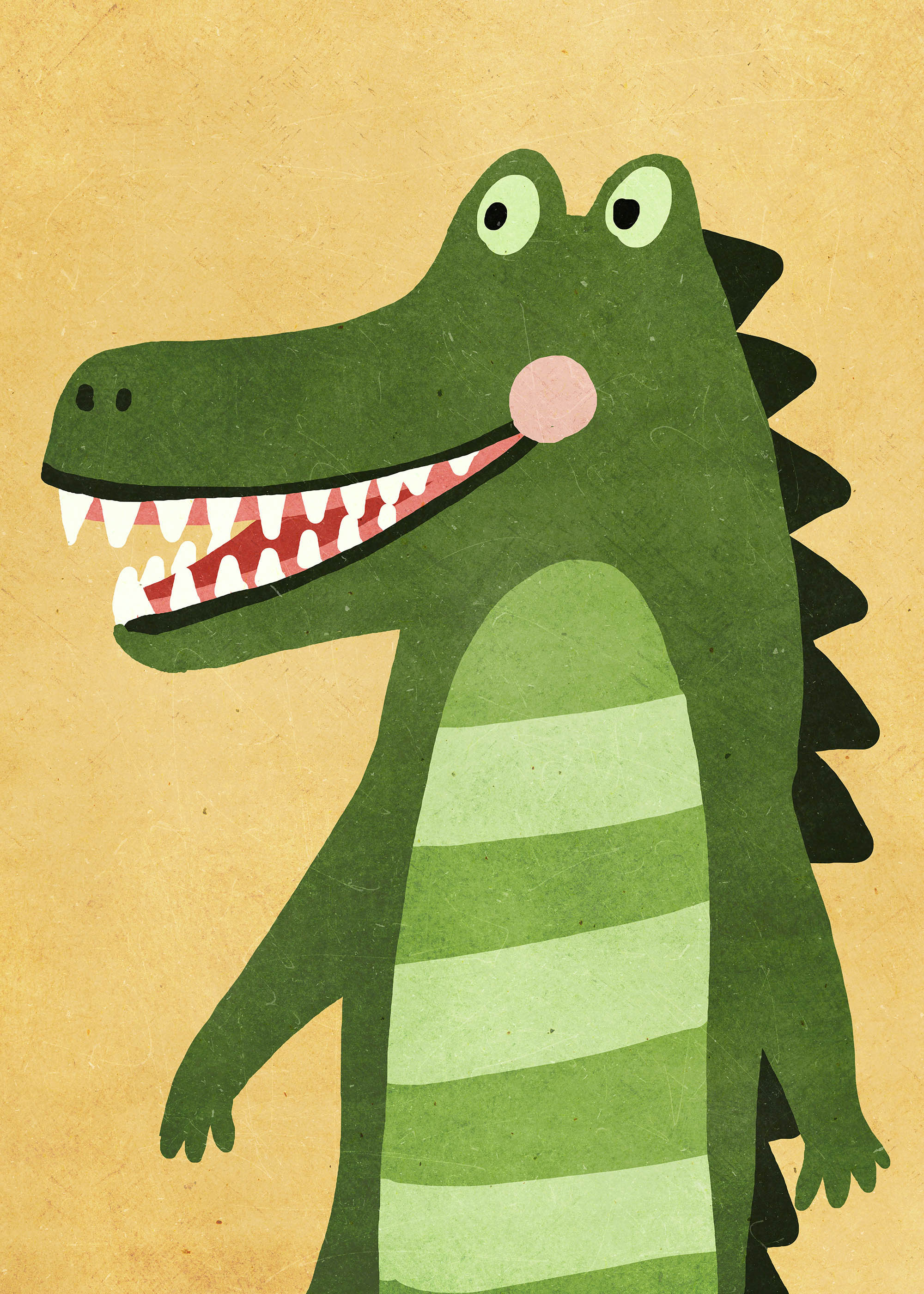 Plakat przyjazny krokodyl zielony dla dzieci skandynawski