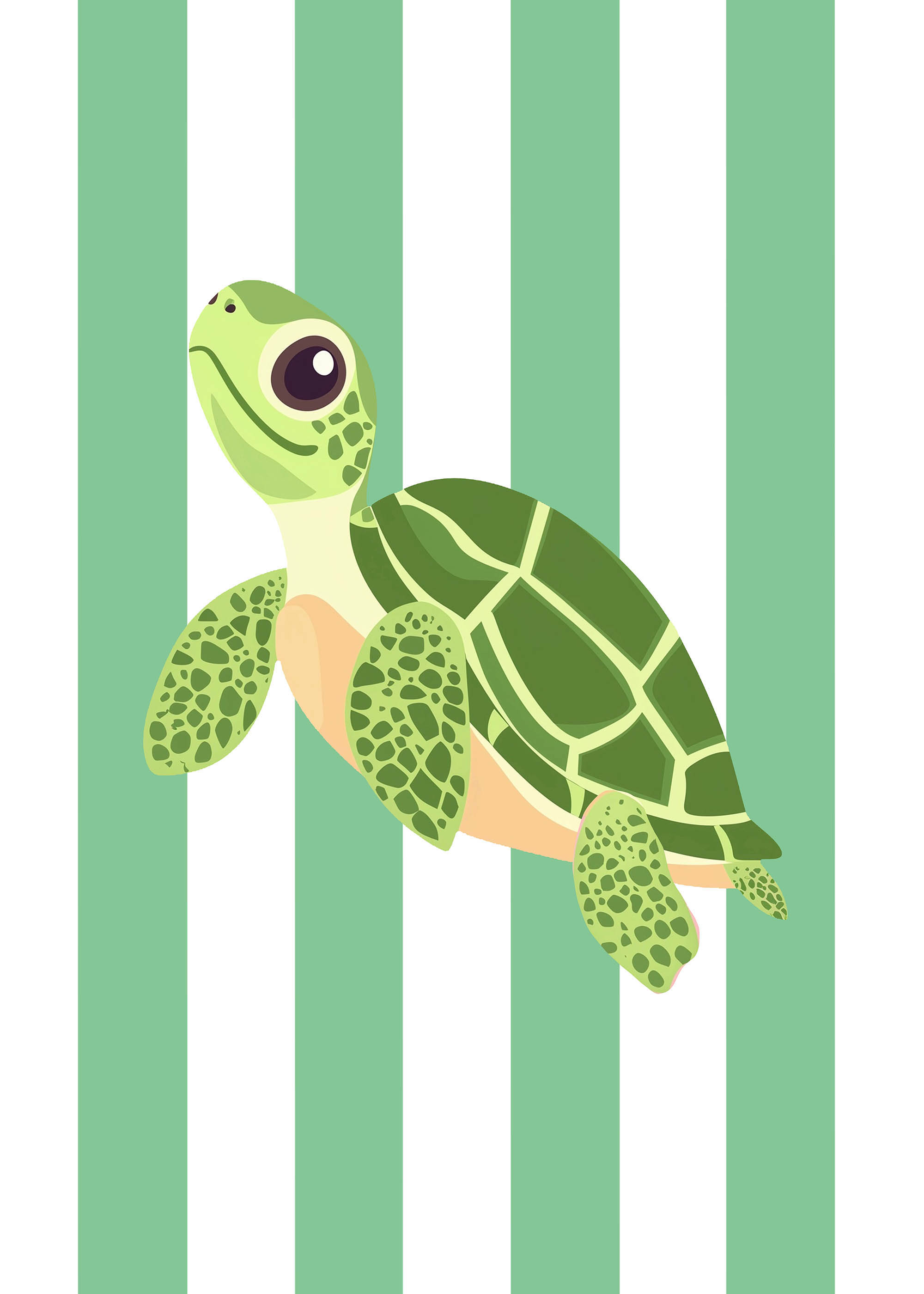 Plakat żółw morski dla dzieci ilustracja wektorowa zielony