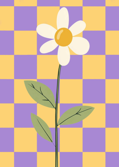 Plakat stokrotka geometryczne tło pokój dziecięcy boho