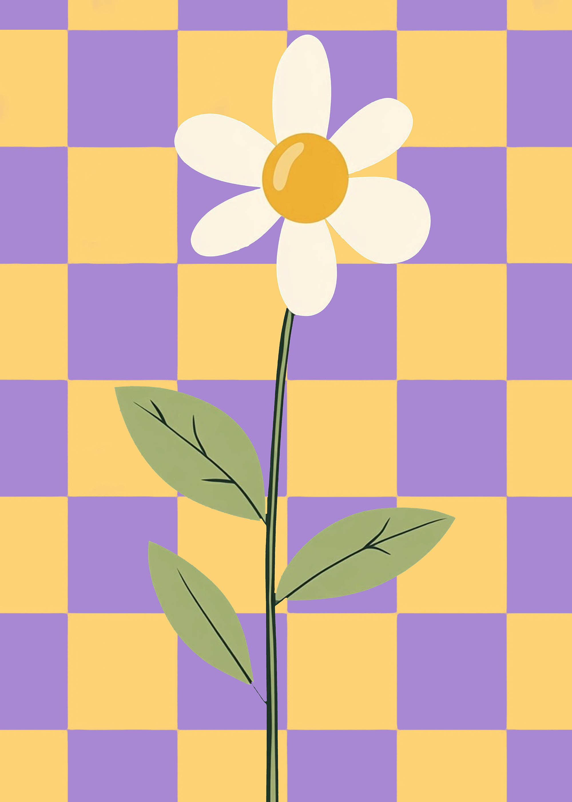 Plakat stokrotka geometryczne tło pokój dziecięcy boho