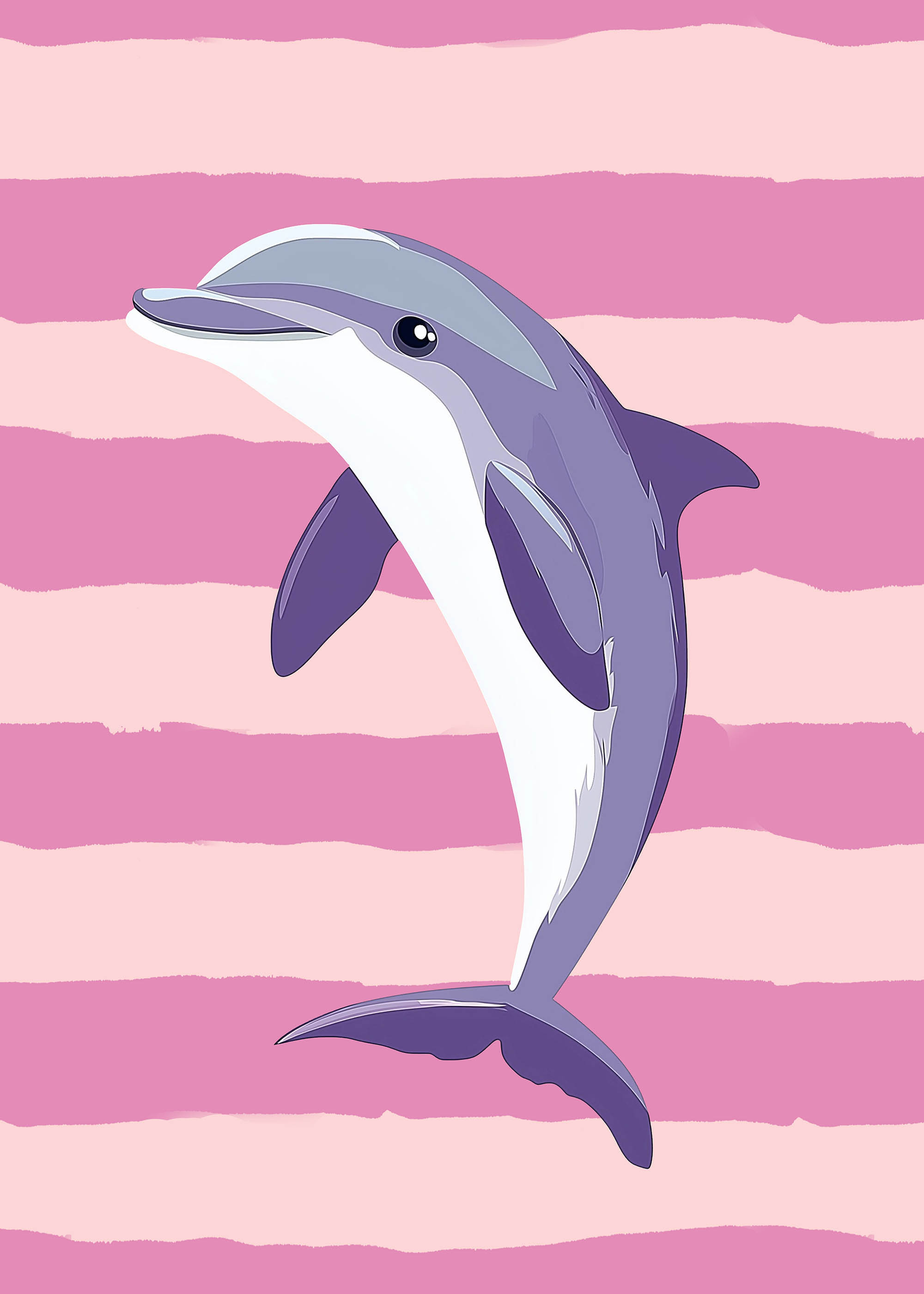 Plakat różowy delfin dla dziecka pastelowy skandynawski