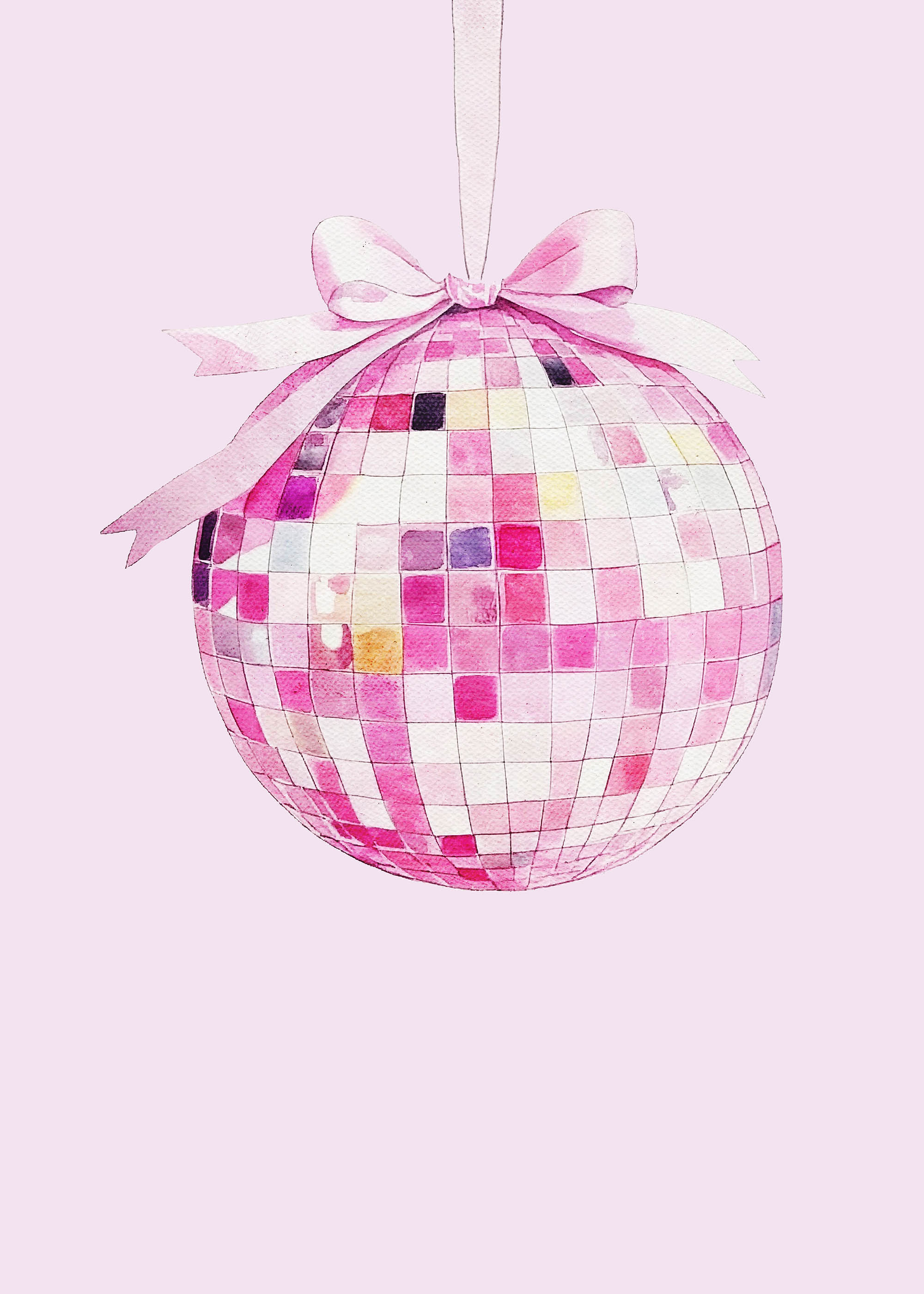 Plakat różowa bombka świąteczna mozaika glamour dziecięcy