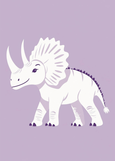 Plakat przyjazny triceratops dinozaur fioletowy dla dzieci