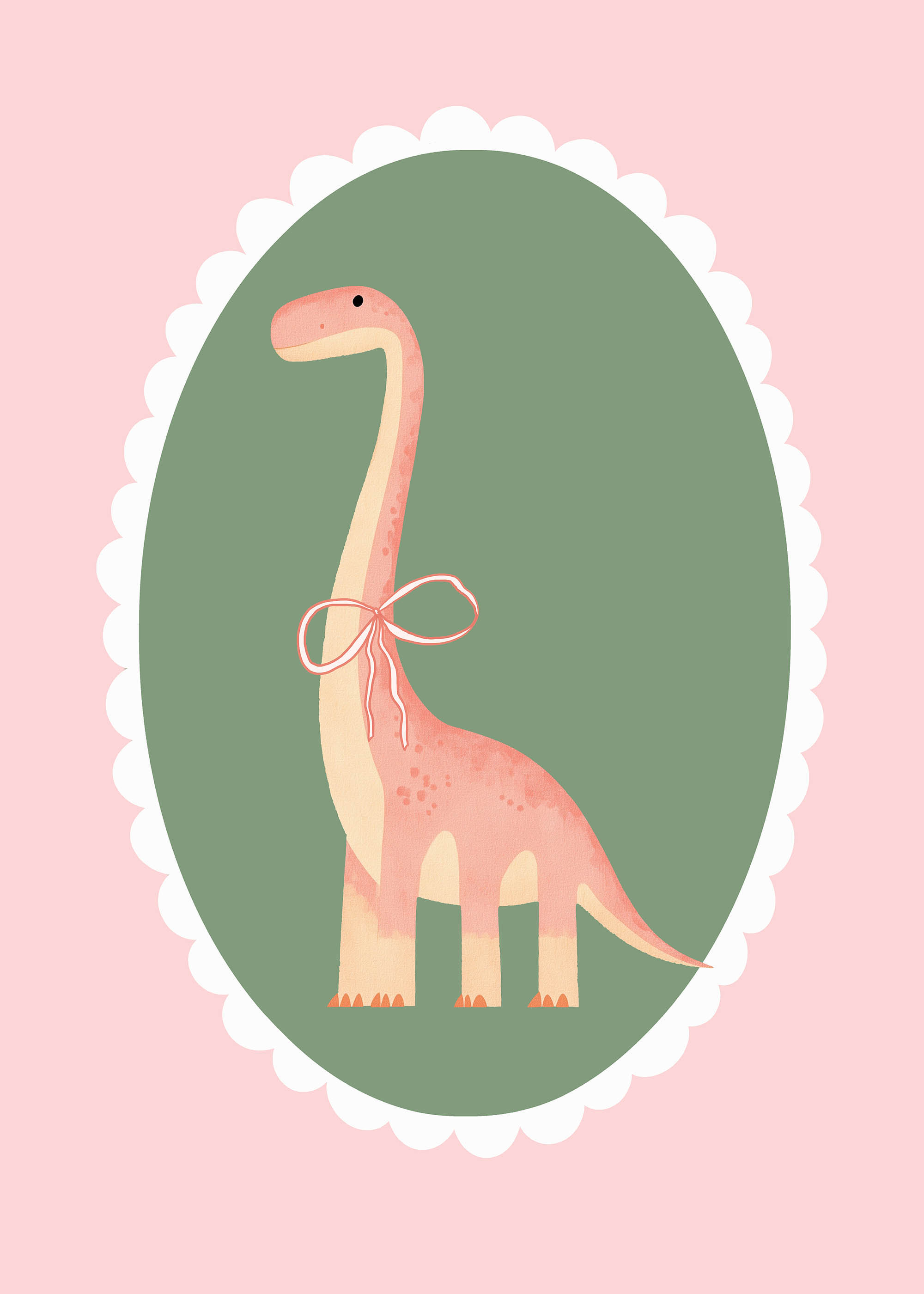 Plakat dinozaur brachiozaur pastelowy pokój dziecięcy vintage