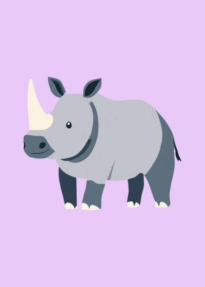 Plakat minimalistyczny nosorożec dla dzieci skandynawski