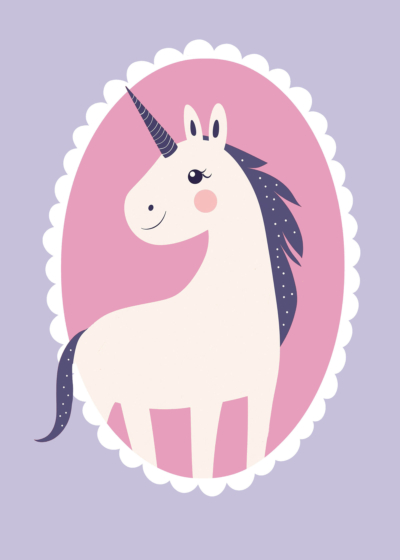 Plakat jednorożec różowy shabby chic dziecięcy pokój