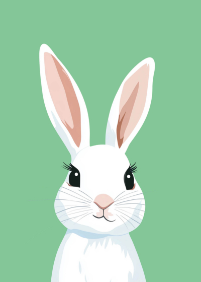 Plakat biały króliczek dla dzieci skandynawski styl