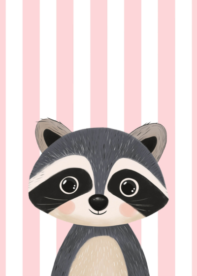 Plakat szop pracz dla dzieci pastelowe róże skandynawski