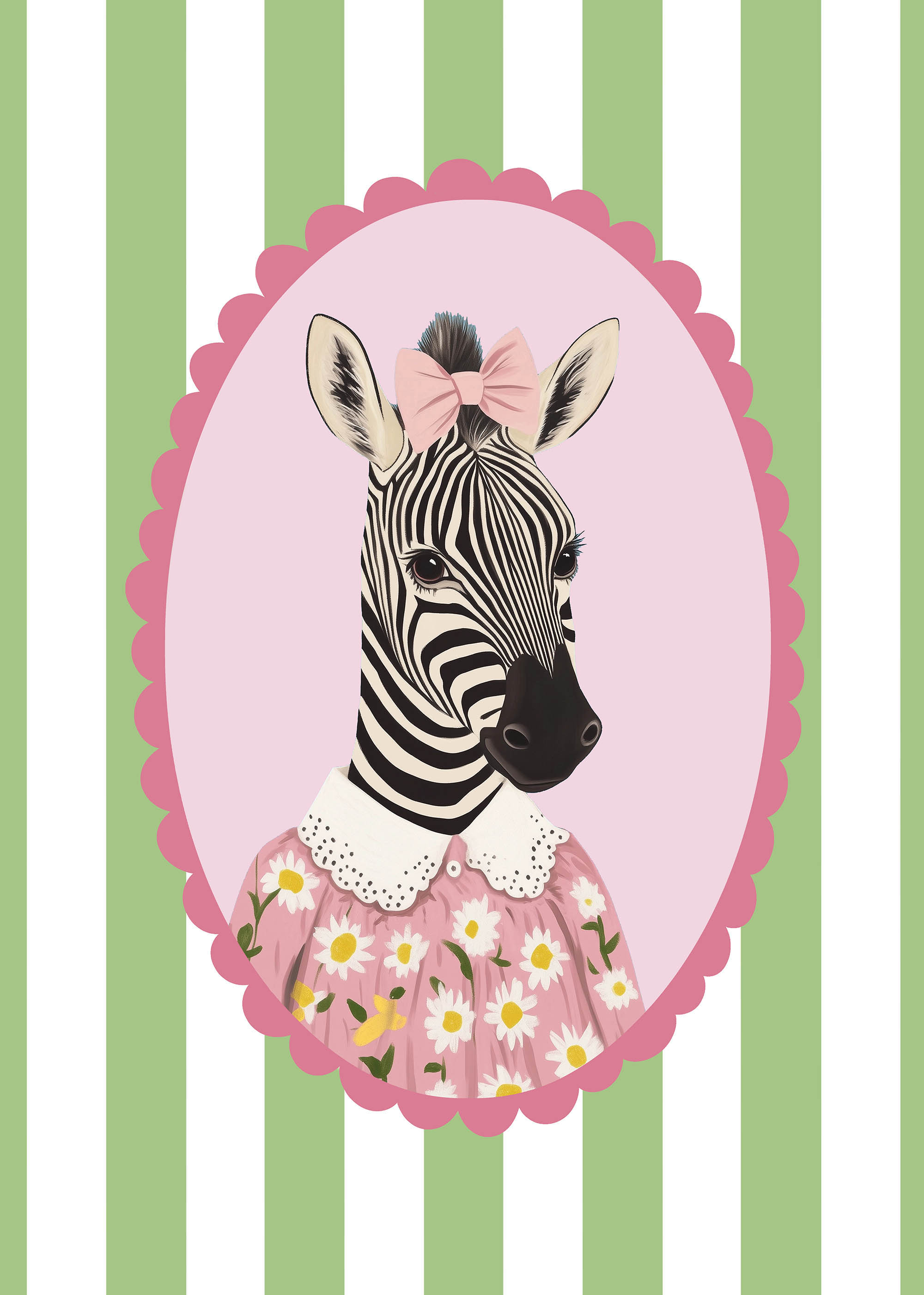 Plakat zebra w sukience vintage styl shabby chic dzieci